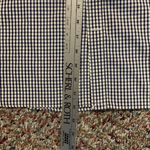 Bonobos Navy White Gingham Check Standard Fit Long Sleeve Button Shirt Size XL - Picture 10 of 11